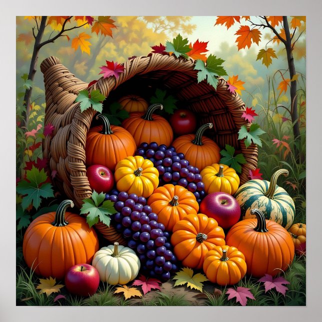 Autumn Harvest and Blessings Cornucopia  Poster (Framsidan)