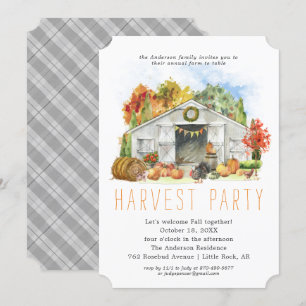 Autumn Harvest Barn Thanksgiving Dinner Party Inbjudningar