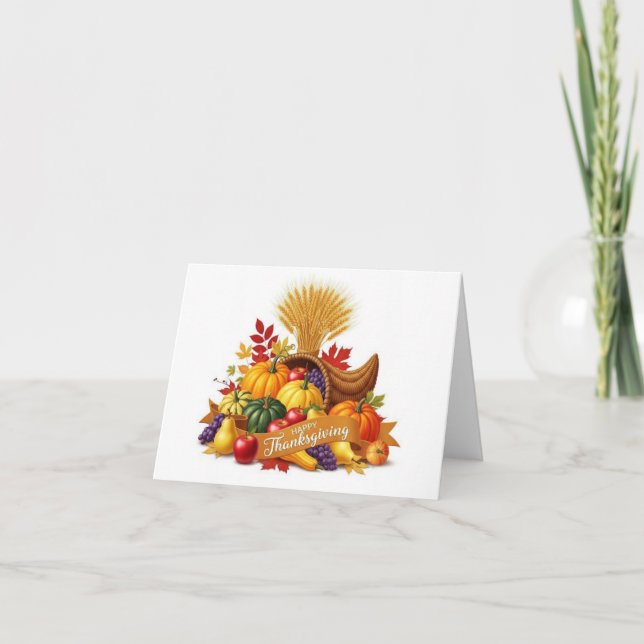 Autumn Harvest Blessings — Thanksgiving Card Tack Kort (Framsida)