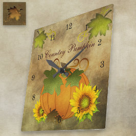 Autumn Harvest Country Pumpkin Clock Fyrkantig Klocka