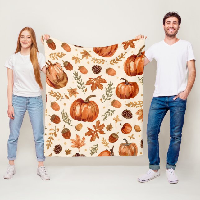 Autumn Harvest Cozy Blanket for Thanksgiving  Fleecefilt (På plats)