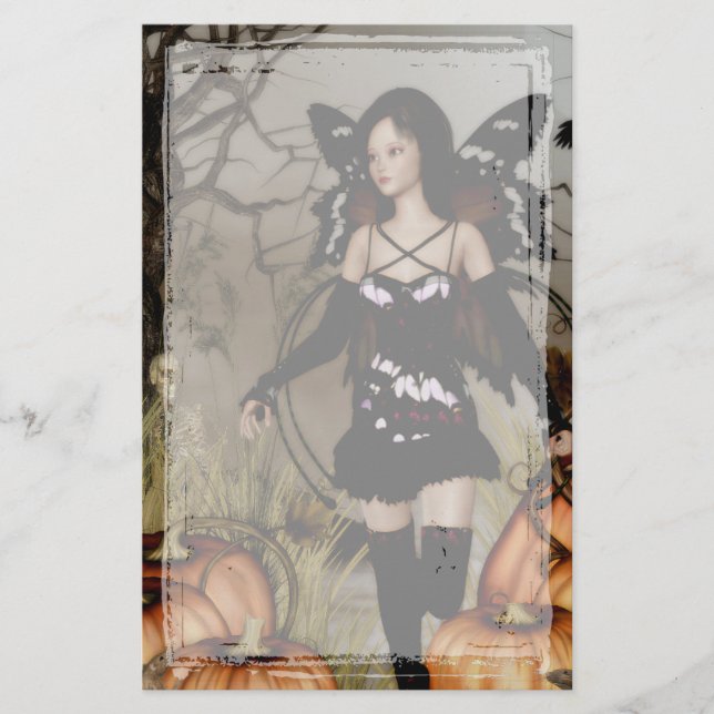 Autumn Harvest Fairy Gothic Stationery Brevpapper (Framsida)