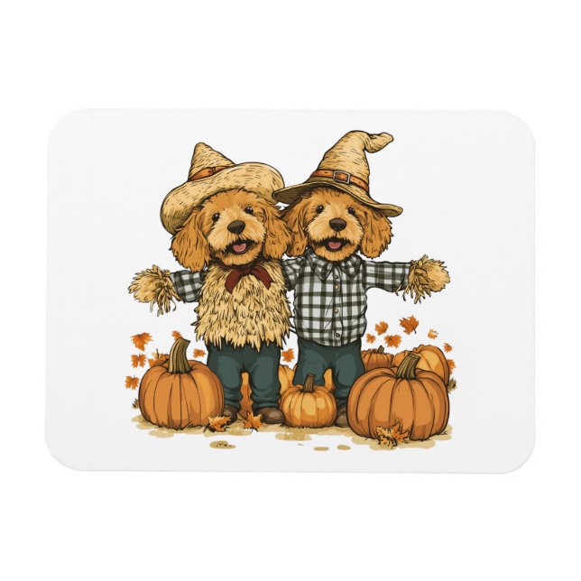 Autumn Harvest Goldendoodle Hundar Magnet (Horisontell)