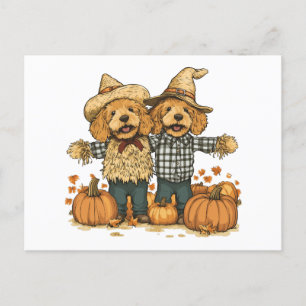 Autumn Harvest Goldendoodle Hundar Vykort