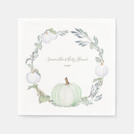 Autumn Harvest Grönt and White Pumpkin Pappersservett