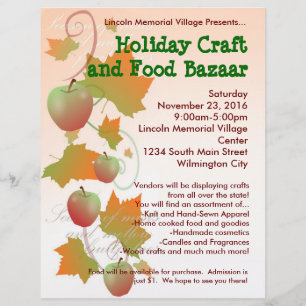 Autumn Harvest Helgdag Craft Bazaar Flyer