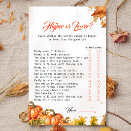Autumn Harvest Higher or Lower Baby Shower Game