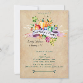 Autumn Harvest Ljus Birthday Inbjudningar