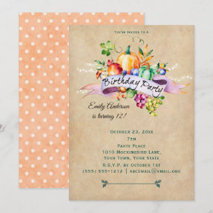 Autumn Harvest Ljus Birthday Inbjudningar