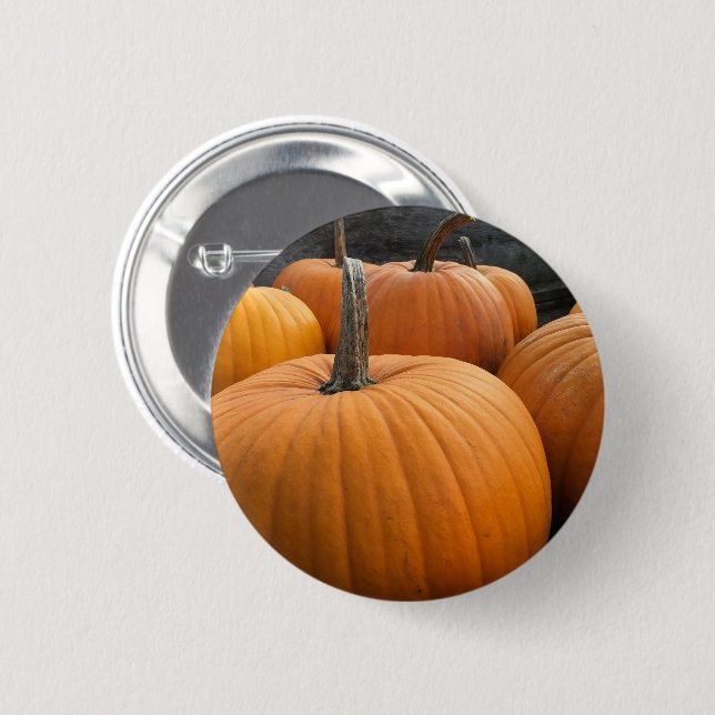 Autumn Harvest Orange Pumpkins Knapp (Framsida & baksida)