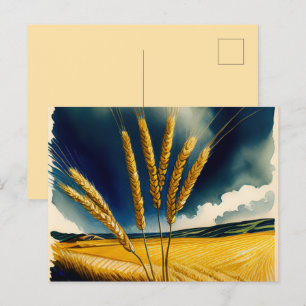 Autumn Harvest Prairie Guld Helgdag vykort
