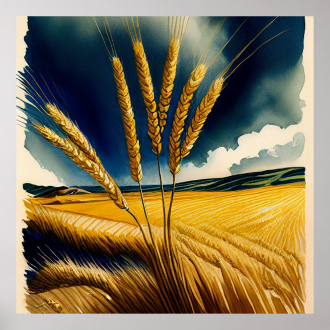Autumn Harvest Prairie Guld Poster (Framsidan)