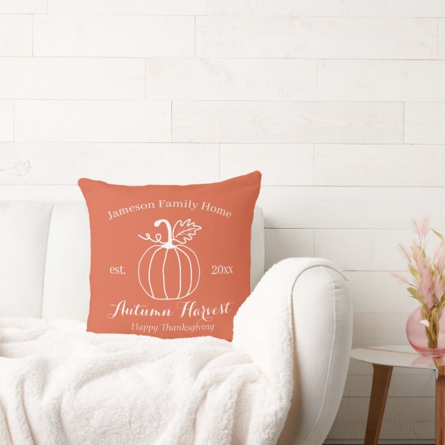 Autumn Harvest Pumpkin Family Thanksgiving Decor O Kudde (Soffa)