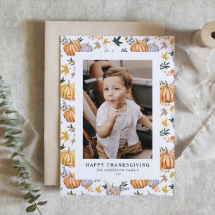 Autumn Harvest Pumpkin Happy thanksgiving Photo Julkort