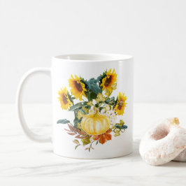 Autumn Harvest Pumpkin och Sunblommor Coffee Mugg