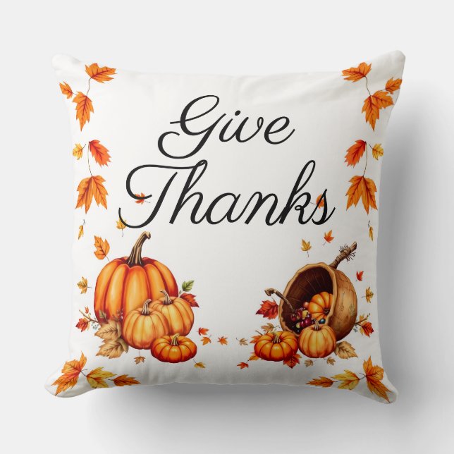 Autumn Harvest Pumpkin Throw Pillow Kudde (Framsida)