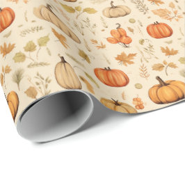 Autumn Harvest Pumpkins & Fall Leaves Rustic Presentpapper
