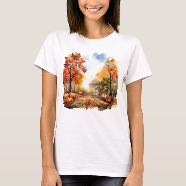 Autumn Harvest Rustic Fall Pumpkin T Shirt (Framsida)