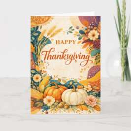 Autumn Harvest Thanksgiving Pumpkin Illustration Kort