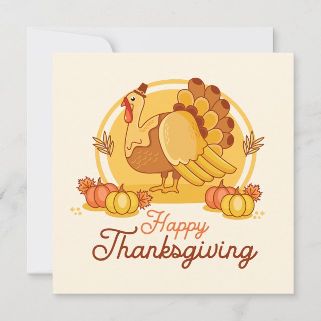 Autumn Harvest Turkey Thanksgiving Card (Framsida)