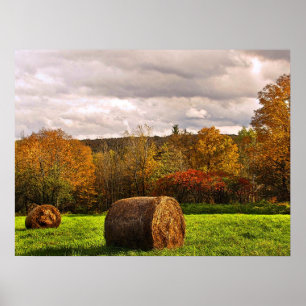 Autumn Hay Harvest Poster