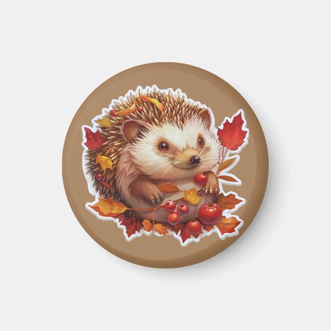 Autumn Hedgehog Äventyr Magnet (Framsidan)