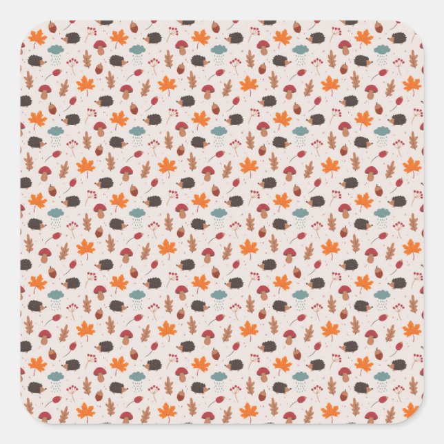 Autumn hedgehog fyrkantigt klistermärke (Framsida)
