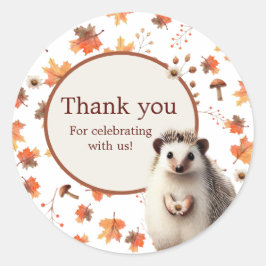 Autumn Hedgehog Tack Stickers Runt Klistermärke