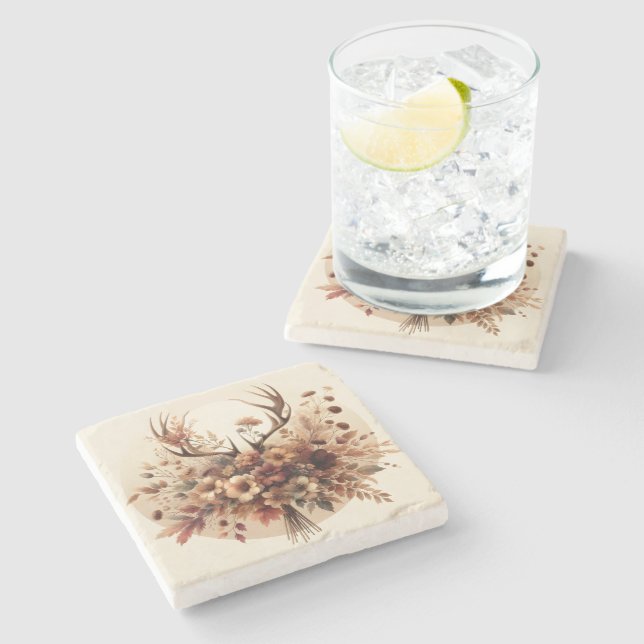 Autumn Hjort Antler Bouquet Stenunderlägg (Sidan)