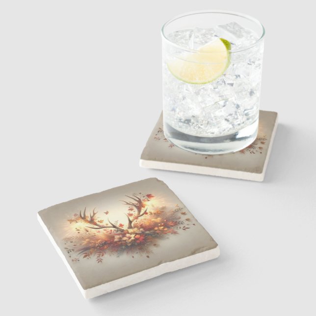 Autumn Hjort Antler Bouquet Stenunderlägg (Sidan)