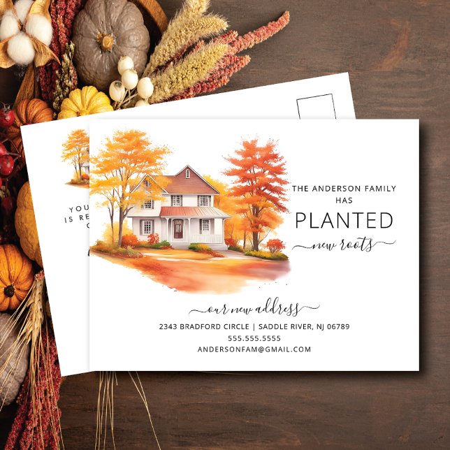 Autumn House Flytta Notification Vykort (Skapare uppladdad)