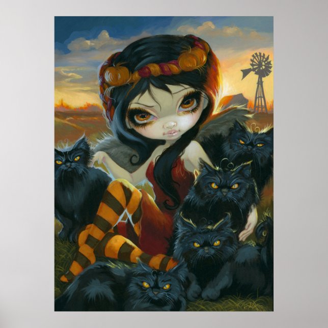 Autumn Kattunge ART PRINT Halloween Fairy Black ca Poster (Framsidan)