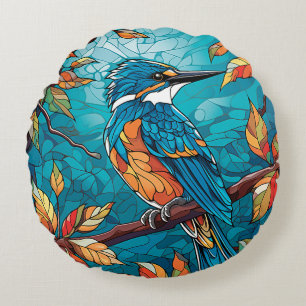 Autumn Kingfisher Round Pillow Rund Kudde