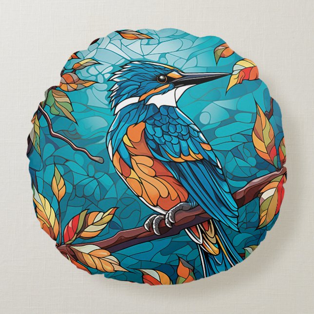 Autumn Kingfisher Round Pillow Rund Kudde (Framsidan)