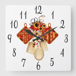 Autumn Kitchen Utensils Fyrkantig Klocka