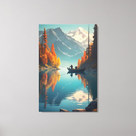 Autumn Lake Fishing | Mountain Wall Art Canvastryck