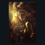 Autumn Leaf Cocoon Girl Golden Glow Fototryck<br><div class="desc">A young girl with luminous skin and gentle eyes gazes softly forward, her face and shoulders enveloped in an intricate cocoon of dried autumn leaves, thistles, seed pods, and brittle blooms. Golden-red curls merge naturally into the wild organic crown that surrounds her head like a living halo. Dramatic warm golden...</div>