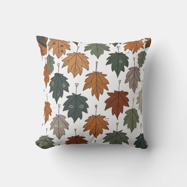 Autumn Leaf  Doodle Throw Pillow Kudde (Framsida)