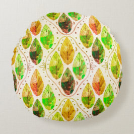 Autumn Leaf Round Pillow Rund Kudde