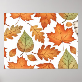 Autumn Leaf Seamless Pattern Poster