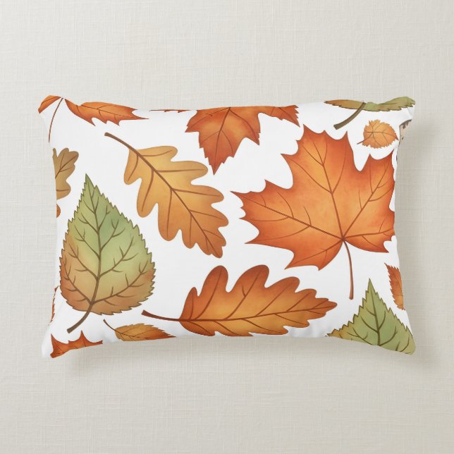 Autumn Leaf Seamless Pattern Prydnadskudde (Framsidan)