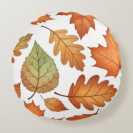 Autumn Leaf Seamless Pattern Rund Kudde