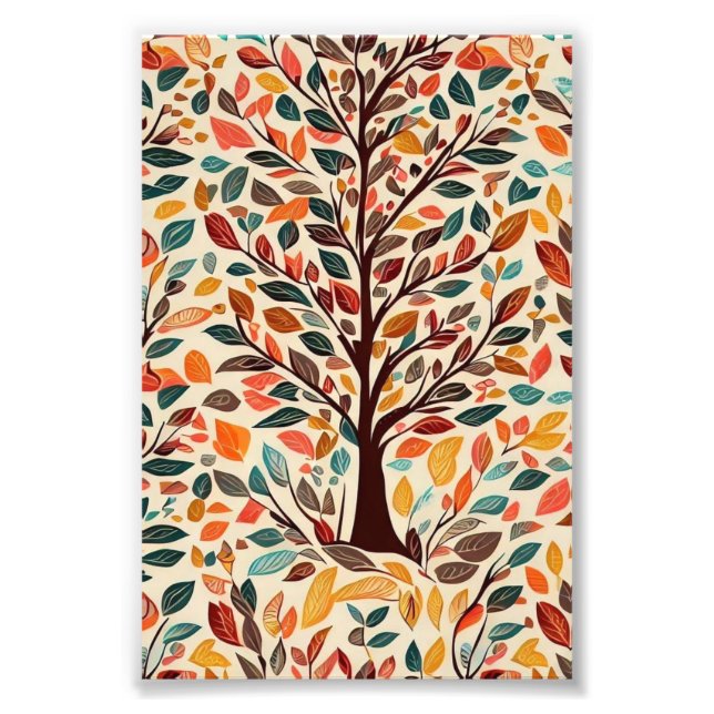 AUTUMN LEAF TREE DESIGN FOTOTRYCK (Framsidan)