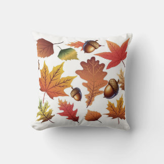 Autumn Leaves & Acorns Pattern Pillow Kudde