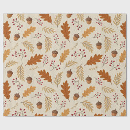 Autumn Leaves and Acorns Pattern Presentpapper
