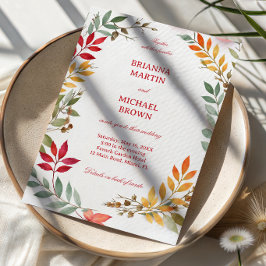 Autumn Leaves Botanical Frame Inbjudningar