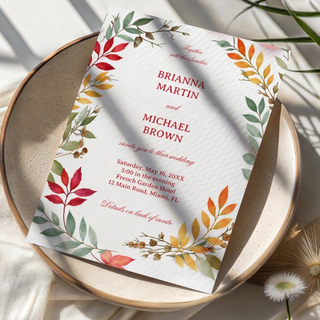 Autumn Leaves Botanical Frame Inbjudningar (Skapare uppladdad)