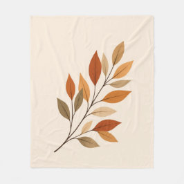 Autumn Leaves Branch Fleece Blanket | Minimal Fall