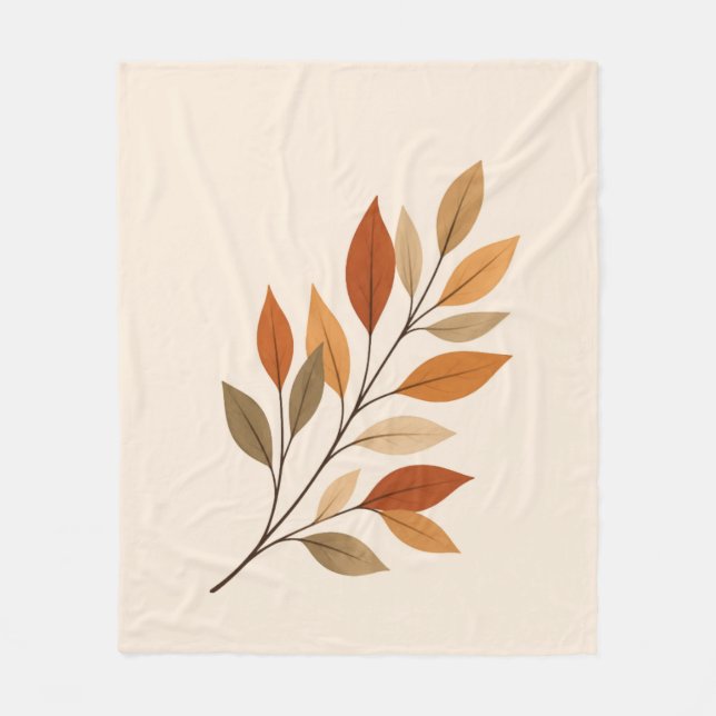Autumn Leaves Branch Fleece Blanket | Minimal Fall (Framsidan)