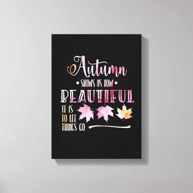 Autumn leaves, fall - Goodbye, poem. Calligraphy Canvastryck (Framsida)